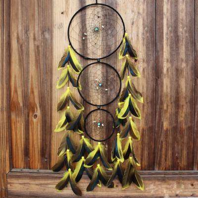 Creative New Two-Color Feather Dream Catcher Hand-Woven Three-Ring Home Hanging Decoration