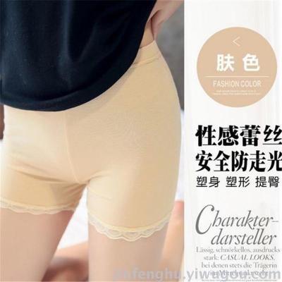 Ice silk trackless large size anti-slip safety pants lace three pants women leggings safety shorts