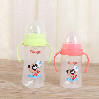 Baby glass bottle Baby drink bottle anti-fall explosion-proof protective cover handle straw