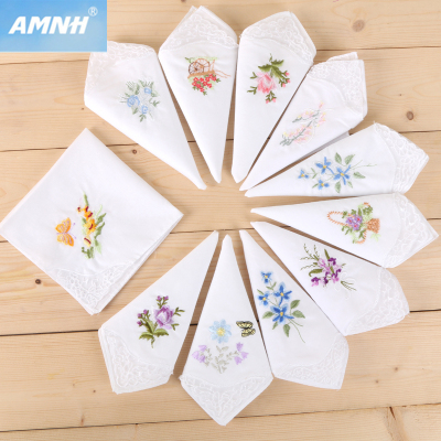 FUJI 28cm white lace handkerchief solid color square lady embroidery handkerchief butterfly lace can be customized