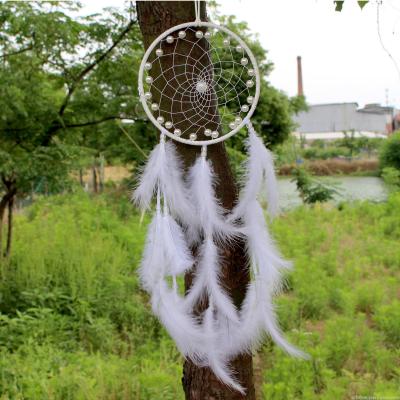 Pure White Dream Catcher Indian Dreamcatcher Natural Pearl Handmade Feather Home Decorative Wall Hangings