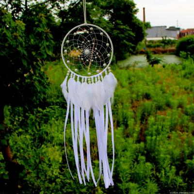 New Style White Big Scoop Feather Dream Catcher Natural Pearl Dreamcatcher Handmade