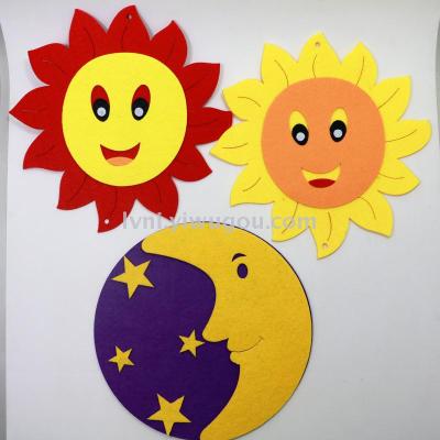 Nonwovens Kindergarten Preschool Wall Stickers Decorative Smile Sun Star Moon