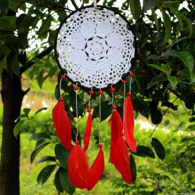 Creative New Indian Dream Catcher Ornaments Red Feather Big Scoop Dream Catcher Factory Direct Supply