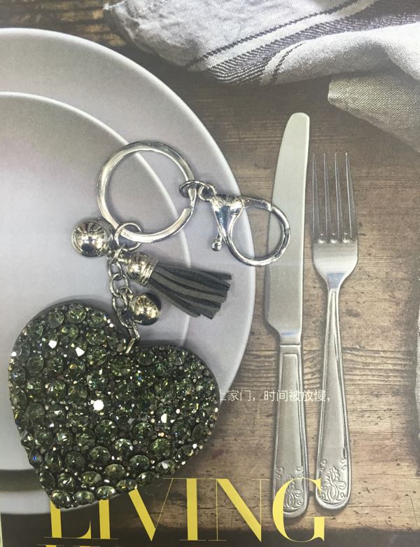 大桃心大小水钻  钥匙扣挂件