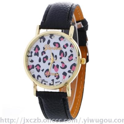 2017 latest leopard pattern belt watch simple casual student watch