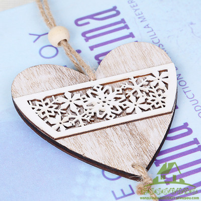 Christmas Series Pastoral Style Home Decoration Wooden Hang Tag Creative Heart Pendant Small Ornaments