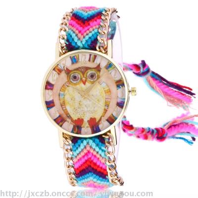 The latest woolen weave student watch kay wai owl decorated watch