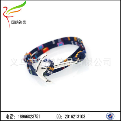 National wind alloy ship anchor cloth bag hand - woven bracelet