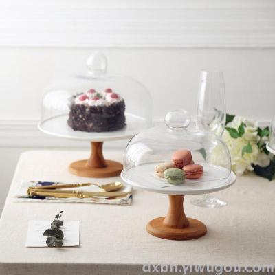 Creative ceramic high-caliber plate European-style cake plate wedding party dessert dish with glass dust cover