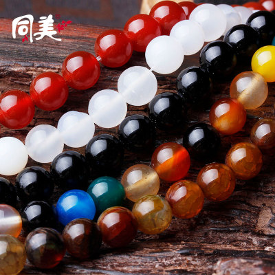 With the US jewelry natural color black and yellow blue red onyx beads scattered semi - finished products scattered be