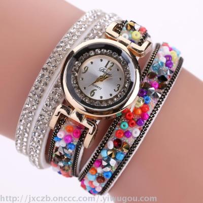 2017 new Korean Korean cashmere colorful beads diamond rims watch