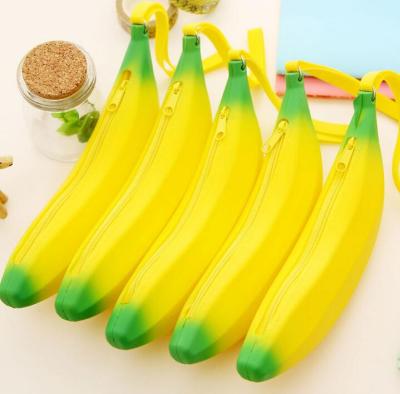 Korea Stationery banana bag zero Purse Silicone Candy color jelly bag loose purse pen bag