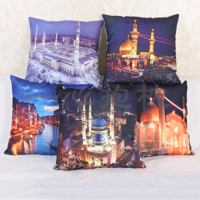 The pillow cushion is simple modern sofa American and European architecture starry night oil painting gift.