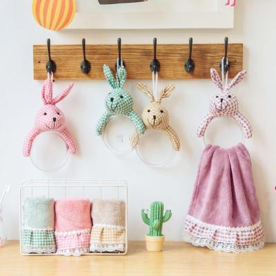 Cartoon rabbit coral towel hanging thickened water absorption 2017 new kitchen and bathroom creative gifts