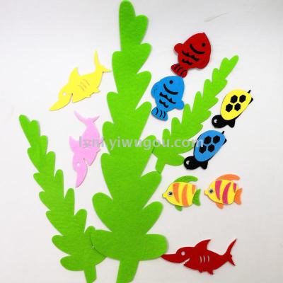 Nonwovens Kindergarten Wall Stickers Decorated Ocean Series Seaweed Sea Fish Shark Gropy Fish Turtle