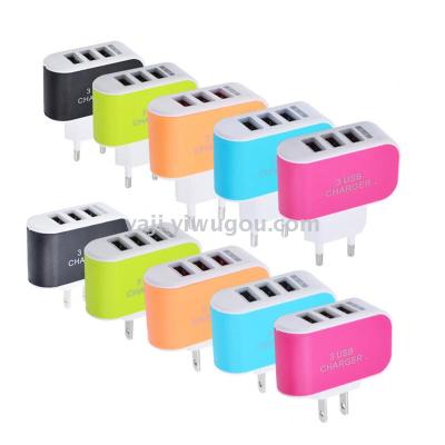 3USB candy charger LED light phone charging head