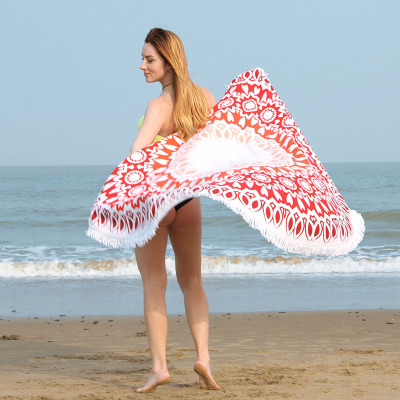 Printing Microfiber Round Beach Towel Beach Blanket with Tassel Yoga Mat