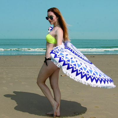 Hot Sale Summer Round Beach Towel Microfiber Printing Blanket Women Shawl Yoga Mat