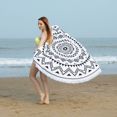 Custom round beach towel digital printed bath towel super fiber beach towel direct selling shawl.