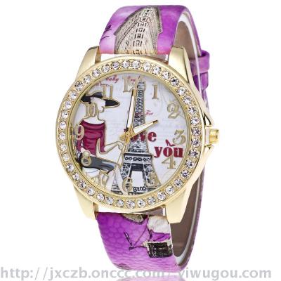 Korean Diamond Bracelet Digital Watch Print Strap Ladies Belt Table