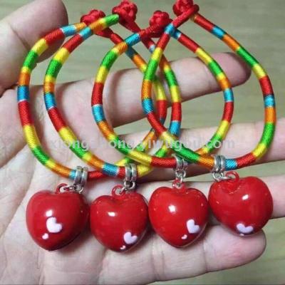 Lovely Cartoon bell bracelet with colorful line