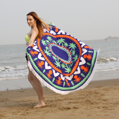 Beach towel microfiber foreign trade circular tassels custom beach towel source manufacturers.