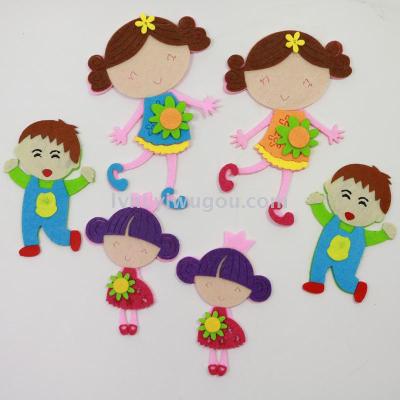 Non - woven kindergarten wall stickers decorated color three - dimensional little boy little girl accessories