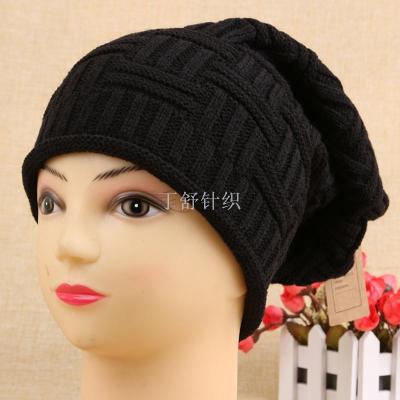 Hat men and women autumn and winter wool hat thickening warm knitted hat cap