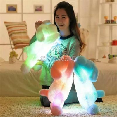 Foreign Trade Popular Style Colorful Luminous Sitting Dog Induction Switch Plush Toy Doll Can Add Music