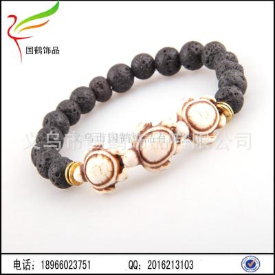 Small turtle energy Buddha beads bracelet volcanic stone beaded