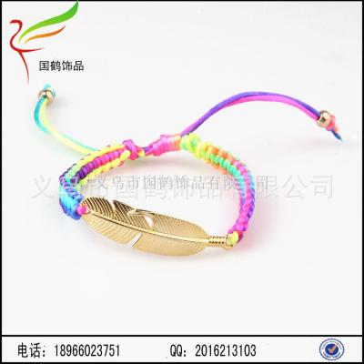 Hand braided bracelet alloy leaves