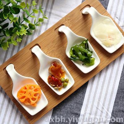 Creative minimalist white ceramic snack dish with a spoon teaspoon teaspoon dessert dish tableware set bamboo tray