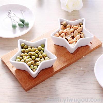 Creative ceramic five - pointed snack cake cake plate fruit plate dishes bowl small dish three pieces of tableware suit