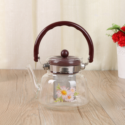 High-grade straight-fired filter teapot transparent glass refractory pot 600ml