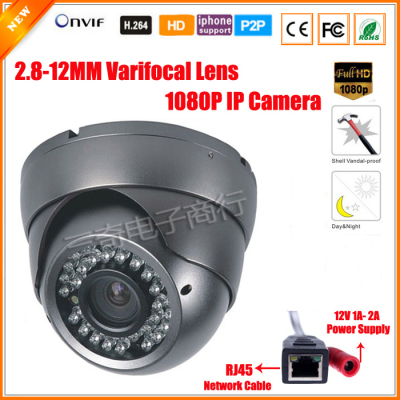 Varifocal Lens 2.8-12mm Dome IP Camera Indoor Outdoor 2.0MP 1080P SONY IMX322 ONVIF IOS Android P2P IP Camera CCTV