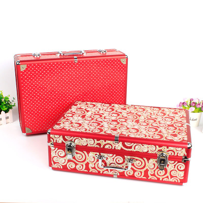 Bride married dowry box dowry luggage storage box portable lock suitcase