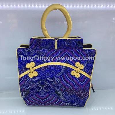 Chinese Style Silk Handbag Women's Bag Wholesale Fabric Craft Printing Classical Style Small Handbag Custom Wholesale