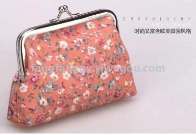 Creative Jinkou Briefcase Small Floral Coin Purse Buckle Mini Women's Bag Fabric Coin Purse Small Gift Wholesale