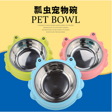 Pet Supplies Candy Color Cartoon Plastic Dog Food Basin Small and Medium-Sized Dogs Stainless Steel Feeding Dog Bowl