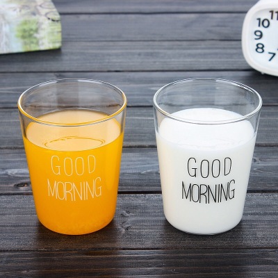 high borocilicate glass good morning glass cup water glass milk glass 