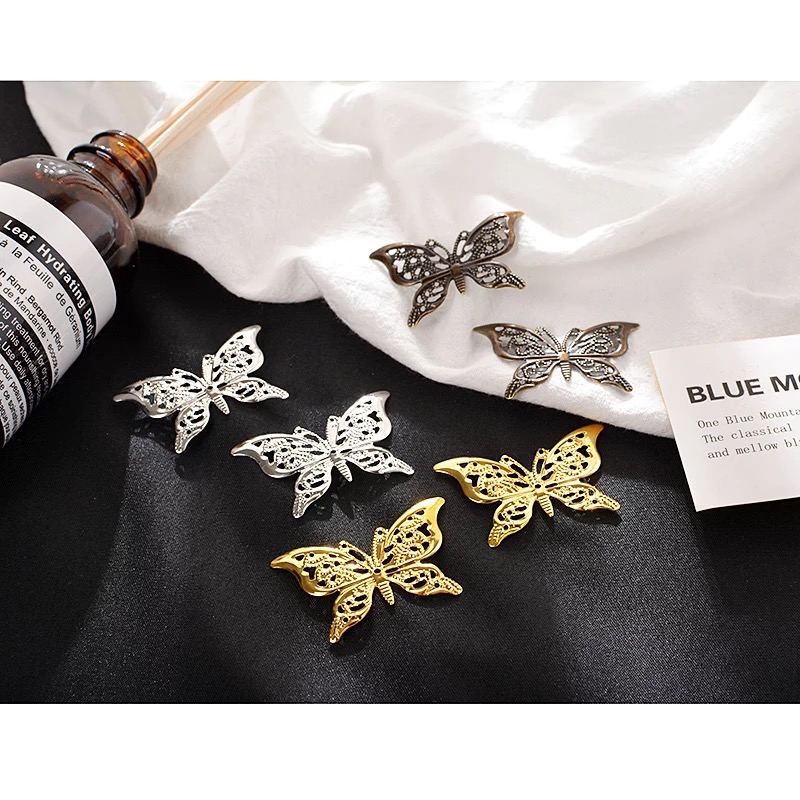 diy饰品配件花片手工发簪头饰材料金属片38*26mm蝴蝶