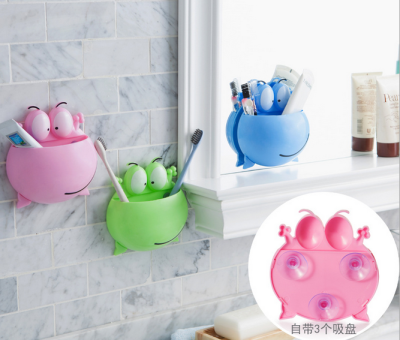 Cute frog powerful suction wall toothbrush holder creative toothbrush toothpaste receive a TV shopping.