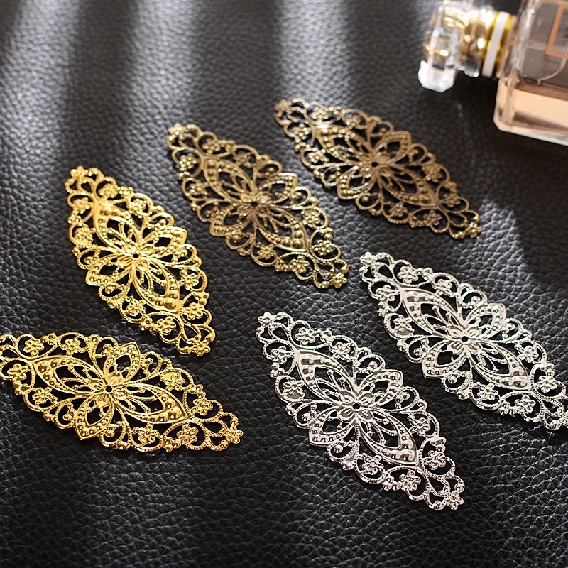 diy饰品配件花片手工发簪头饰材料手工金属片35*80mm大