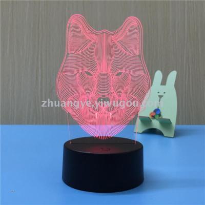 3D LED Table Lamps Desk Lamp Light Dining Room Bedroom Night Stand Living Glass Small Modern Next wolf End 18