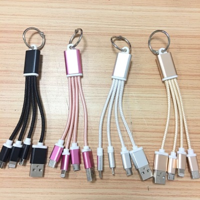 Keychain Data Cable One Drag Three V8 I5 Type-c