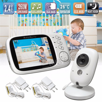 Baby Monitor 3.2 inch LCD IR Night Vision 2 way Talk 8 Lullabies Temperature monitor Digital video