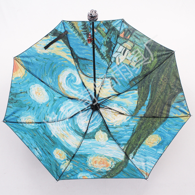 An umbrella with a vinyl-van gogh starry sky