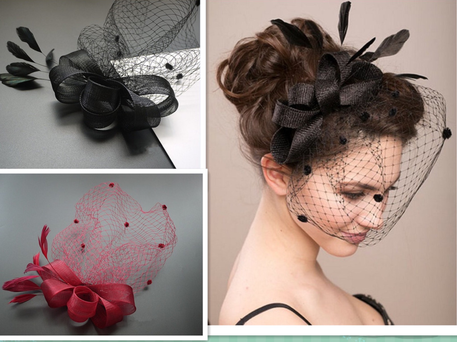 夸张演出舞台装网纱点点超大花朵发箍面纱小礼帽头箍新娘发饰头饰