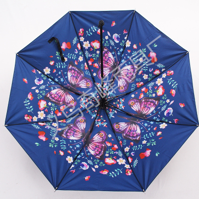 The Umbrella house black rubber purple butterfly flower sunshade Umbrella